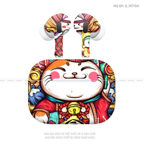 Dán Skin Airpod Pro/ Pro 2 Hình Mèo Thần Tài | D_MTT04