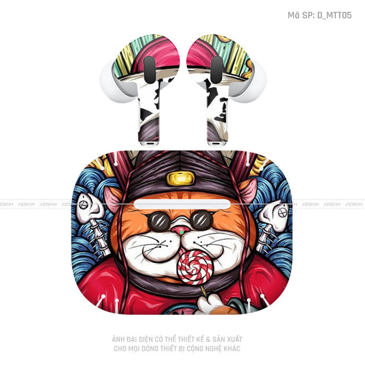 Dán Skin Tai Nghe Airpod 3 Hình Mèo Thần Tài | D_MTT05