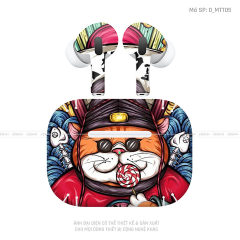 Dán Skin Tai Nghe Airpod 3 Hình Mèo Thần Tài | D_MTT05