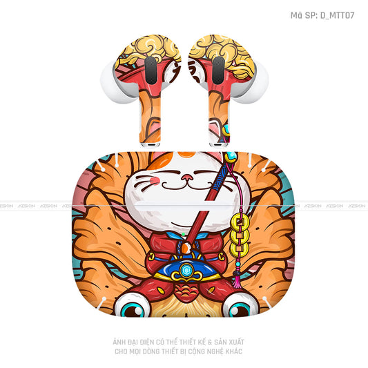 Dán Skin Tai Nghe Airpod 3 Hình Mèo Thần Tài | D_MTT07