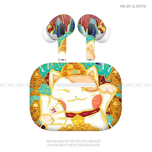 Dán Skin Tai Nghe Airpod 3 Hình Mèo Thần Tài | D_MTT12