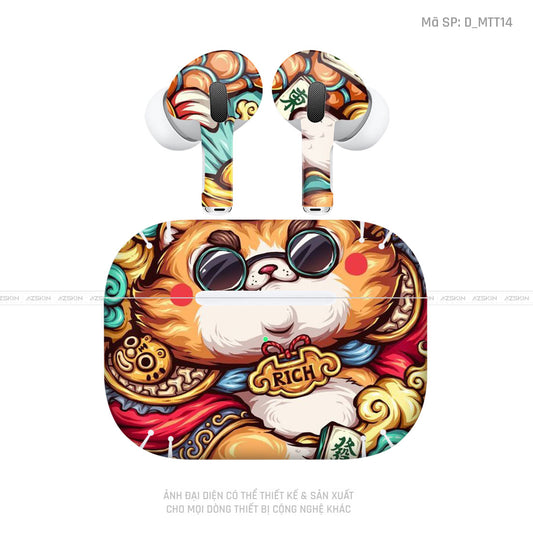 Dán Skin Airpod Pro/ Pro 2 Hình Mèo Thần Tài | D_MTT14