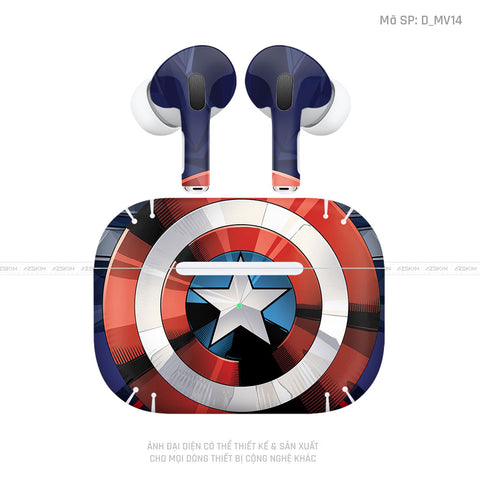 Dán Skin Airpod Pro/ Pro 2 Hình Khiên Captain | D_MV14