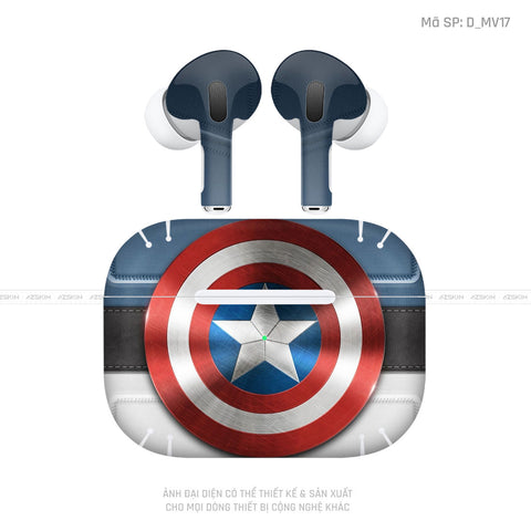 Dán Skin Airpod Pro/ Pro 2 Hình Khiên Captain | D_MV17