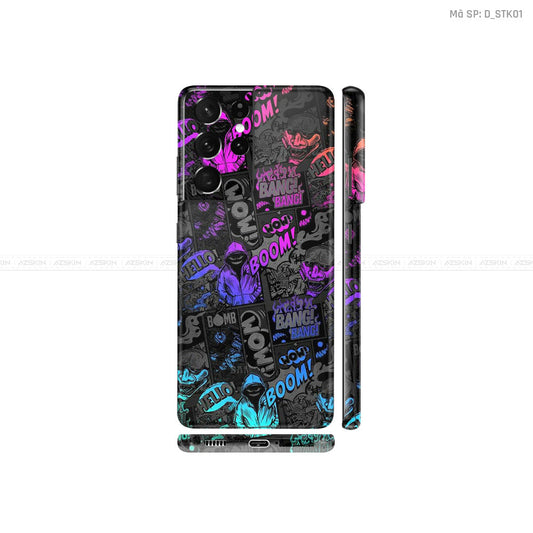 Dán Skin Galaxy S21 Series Hình Sticker Boom Neon | D_STK01