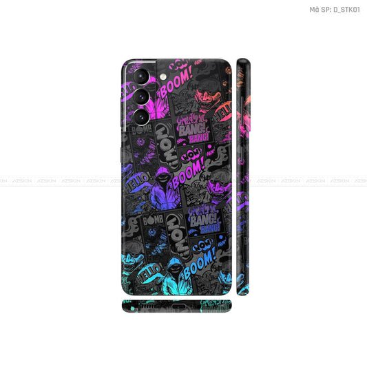 Dán Skin Galaxy S21 Series Hình Sticker Boom Neon | D_STK01
