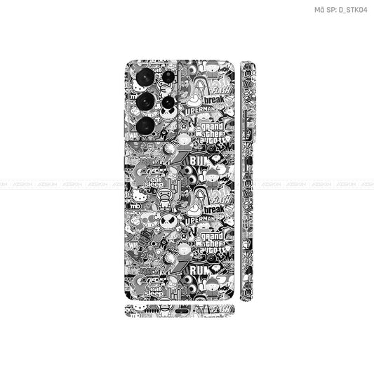 Dán Skin Galaxy S21 Series Hình Sticker Black White | D_STK04