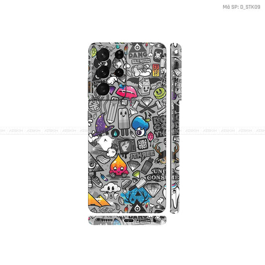 Dán Skin Galaxy S21 Series Hình Sticker Grey | D_STK09