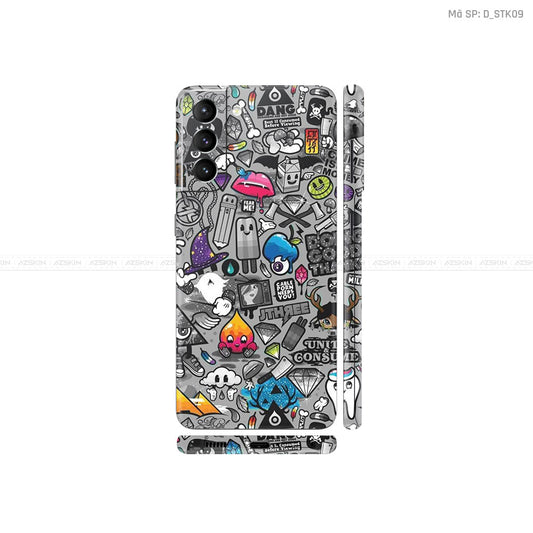 Dán Skin Galaxy S21 Series Hình Sticker Grey | D_STK09