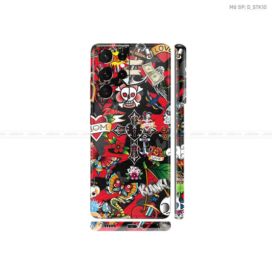 Dán Skin Galaxy S21 Series Hình Sticker Black Red | D_STK10