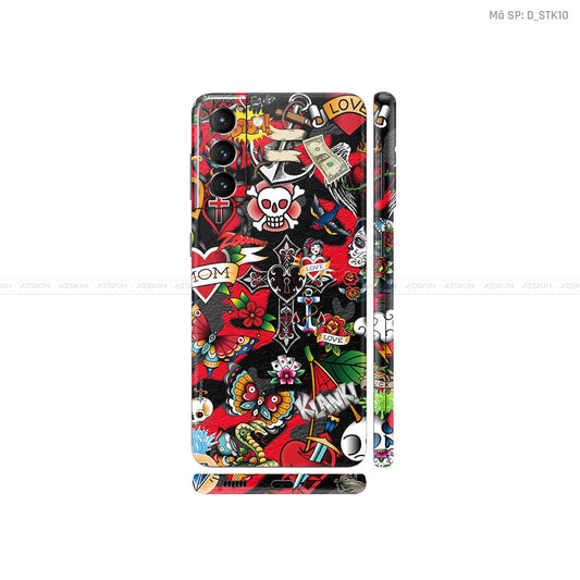 Dán Skin Galaxy S21 Series Hình Sticker Black Red | D_STK10