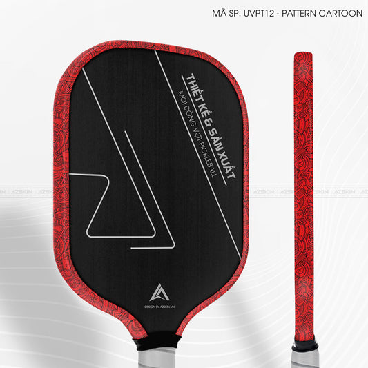 Miếng Dán Viền Vợt Pickleball Skin Vân Nổi Pattern Cartoon Đỏ | UVPT12