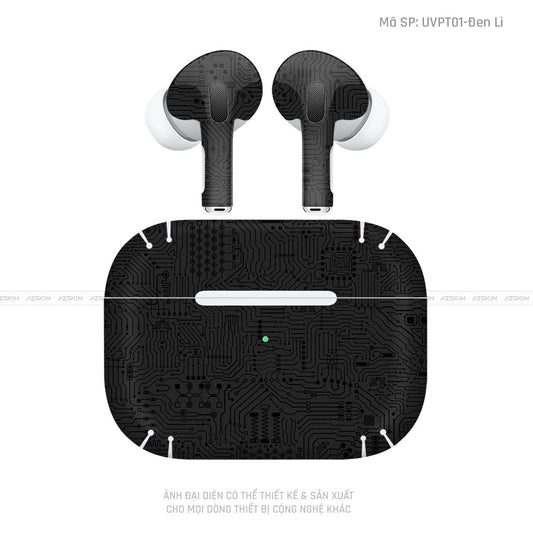 Dán Skin Tai Nghe Airpod 3 Vân Vi Mạch Đen | UVPT01