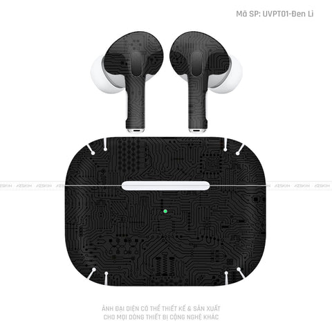 Dán Skin Tai Nghe Airpod Pro/ Pro 2 Vân Vi Mạch Đen | UVPT01