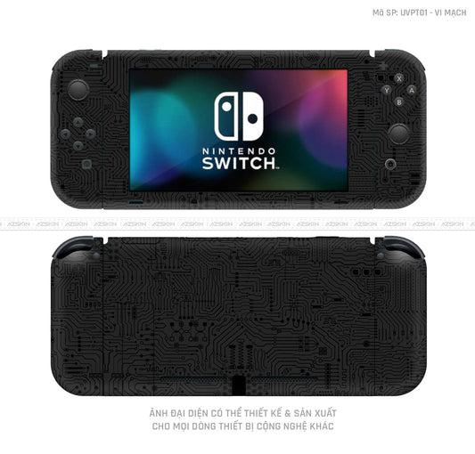 Dán Skin Máy Chơi Game Nintendo Switch Vân Vi Mạch Đen | UVPT01