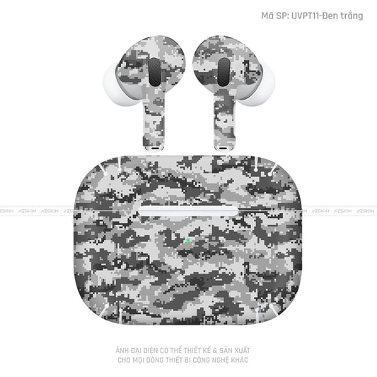 Dán Skin Tai Nghe Airpod 3 Vân Nổi Camo Digital Xám | UVPT11