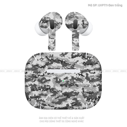 Dán Skin Tai Nghe Airpod 3 Vân Nổi Camo Digital Xám | UVPT11