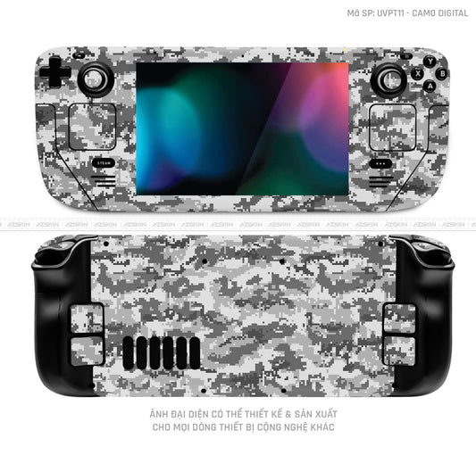 Dán Skin 3M/Oracal Máy Chơi Game Steam Deck Vân Camo Digital Xám | UVPT11
