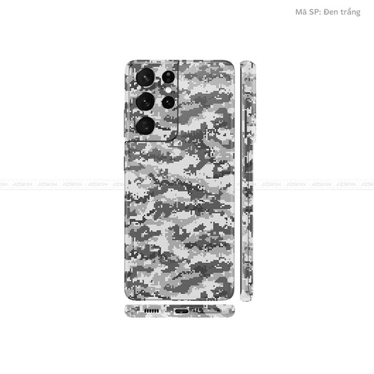 Dán Skin Galaxy S21 Series Vân Camo Digital Đen Trắng | UVPT11