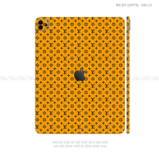Dán Skin IPad Air Series Vân LV Đen Vàng | UVPT16