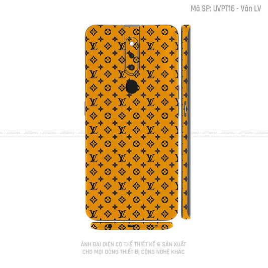 Miếng Dán Skin Điện Thoại OPPO F Series Vân Pattern LV Đen Vàng | UVPT16