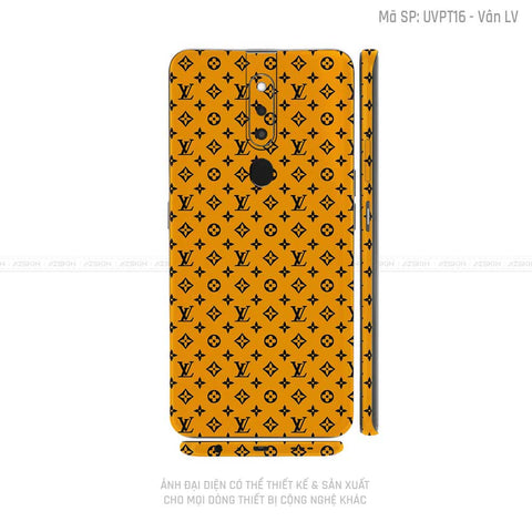 Miếng Dán Skin Điện Thoại OPPO F Series Vân Pattern LV Đen Vàng | UVPT16