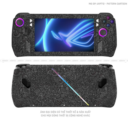 Dán Skin Máy Chơi Game Asus ROG Vân Pattern Cartoon Đen | UVPT12