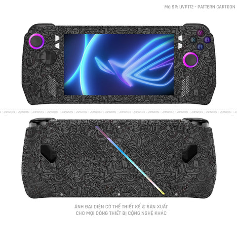 Dán Skin Máy Chơi Game Asus ROG Vân Pattern Cartoon Đen | UVPT12