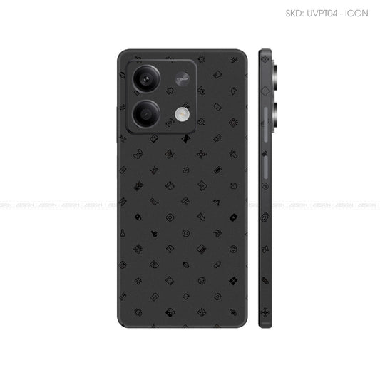 Dán Skin Điện Thoại Xiaomi Redmi 13 Series Vân Nổi ICON Đen | UVPT04