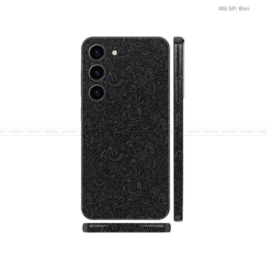 Dán Skin Galaxy S23 Series Vân Nổi Pattern Cartoon Đen | UVPT12