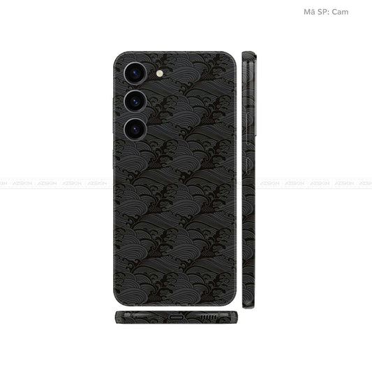 Dán Skin Galaxy S23 Series Vân Nổi Pattern Wave Đen | UVPT09