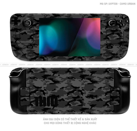 Dán Skin Máy Chơi Game Steam Deck Vân Camo Urban Đen | UVPT08