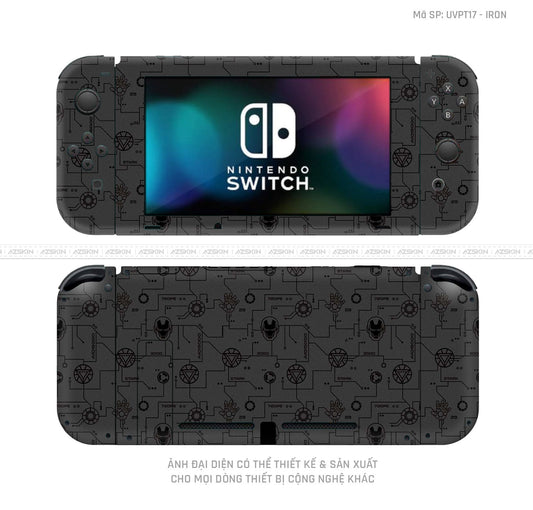 Dán Skin Máy Chơi Game Nintendo Switch Vân Ironman Đen | UVPT17