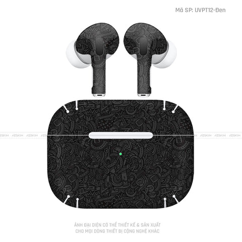 Dán Skin Tai Nghe Airpod 3 Vân Nổi Cartoon Đen | UVPT12