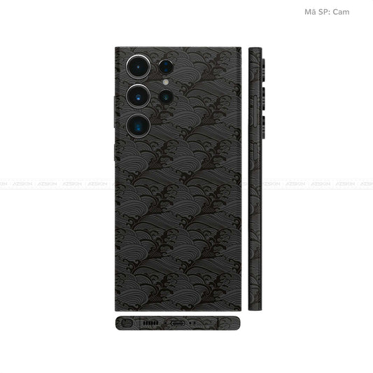 Dán Skin Galaxy S23 Series Vân Nổi Pattern Wave Đen | UVPT09