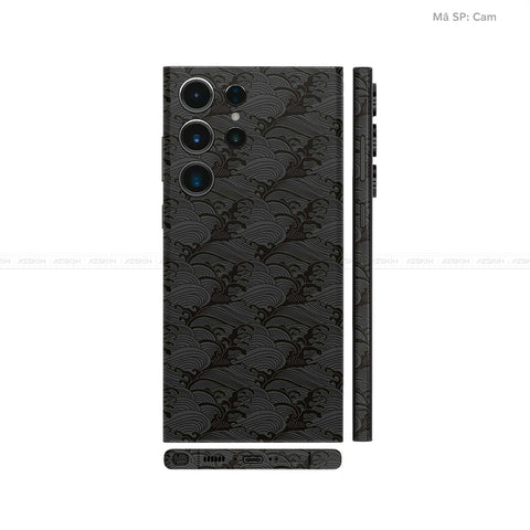 Dán Skin Galaxy S23 Series Vân Nổi Pattern Wave Đen | UVPT09