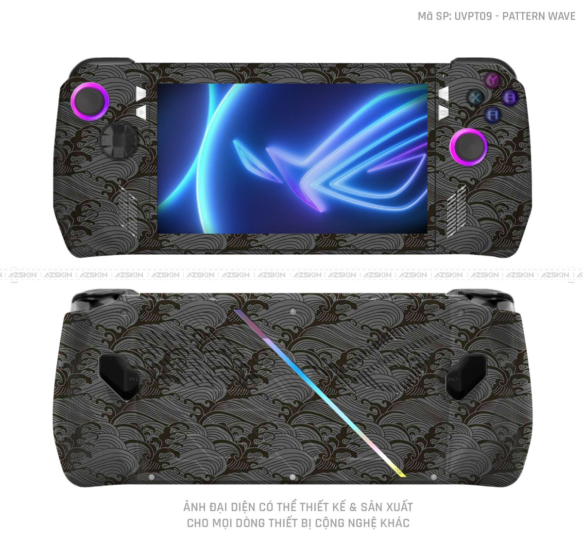 Dán Skin Máy Chơi Game Asus ROG Vân Pattern Wave Đen | UVPT09