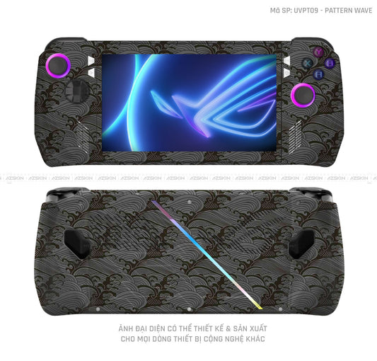 Dán Skin Máy Chơi Game Asus ROG Vân Pattern Wave Đen | UVPT09
