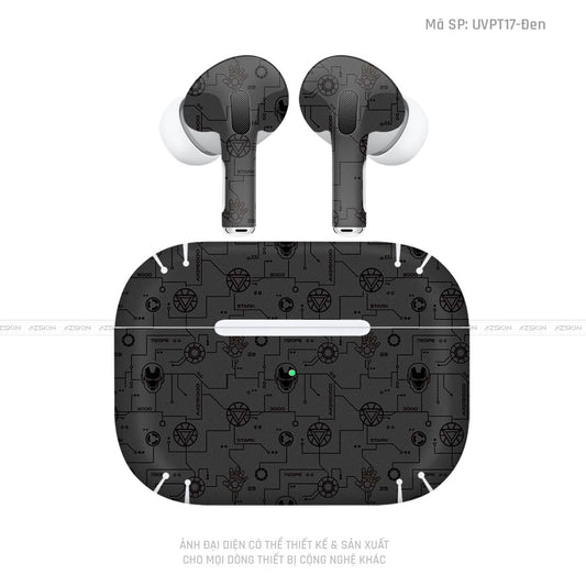 Dán Skin Tai Nghe Airpod 3 Vân IRonman Đen | UVPT17