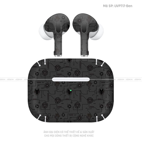 Dán Skin Tai Nghe Airpod 3 Vân IRonman Đen | UVPT17