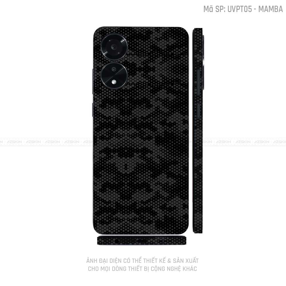 Miếng Dán Skin Điện Thoại OPPO A Series Vân Nổi Mamba Đen | UVPT05