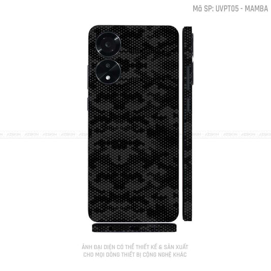 Miếng Dán Skin Điện Thoại OPPO A Series Vân Nổi Mamba Đen | UVPT05