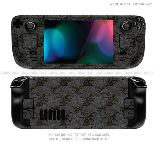 Dán Skin Máy Chơi Game Steam Deck Vân Pattern Wave Đen | UVPT09