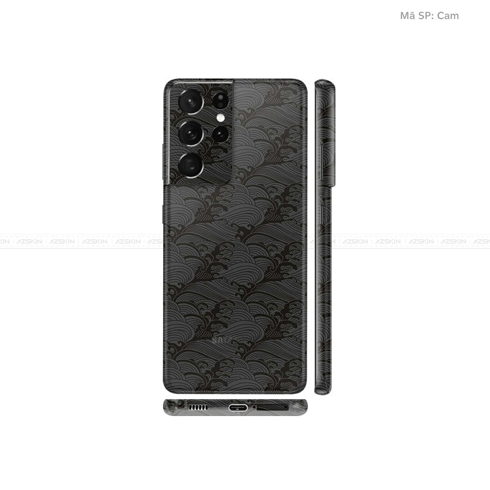 Dán Skin Galaxy S21 Series Vân Pattern Wave Đen | UVPT09