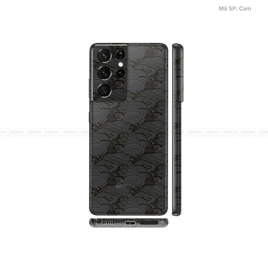 Dán Skin Galaxy S21 Series Vân Pattern Wave Đen | UVPT09
