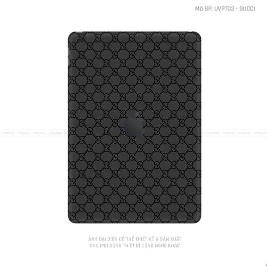 Dán Skin IPad Gen Series Vân Gucci Đen | UVPT03