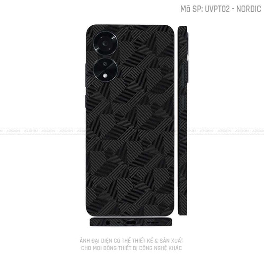 Miếng Dán Skin Điện Thoại OPPO A Series Vân Nổi Nordic Đen | UVPT02