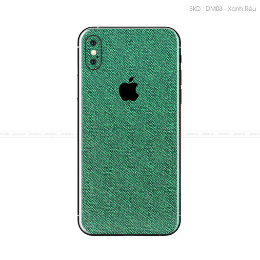 Miếng Dán Da IPhone X Series Vân Demin Xanh Rêu | DM03