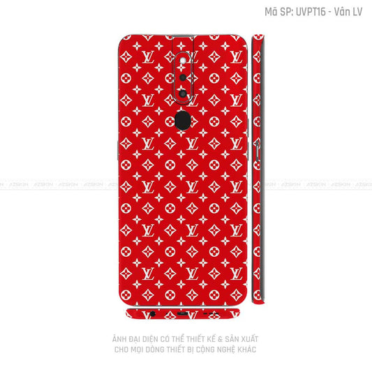 Miếng Dán Skin Điện Thoại OPPO F Series Vân Pattern LV Đỏ Trắng | UVPT16
