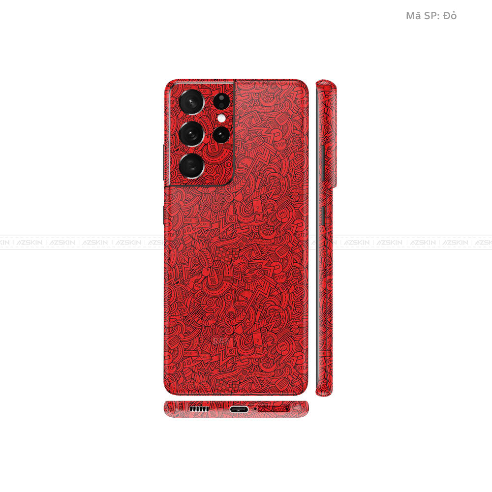 Dán Skin Galaxy S21 Series Vân Pattern Cartoon Đỏ | UVPT12